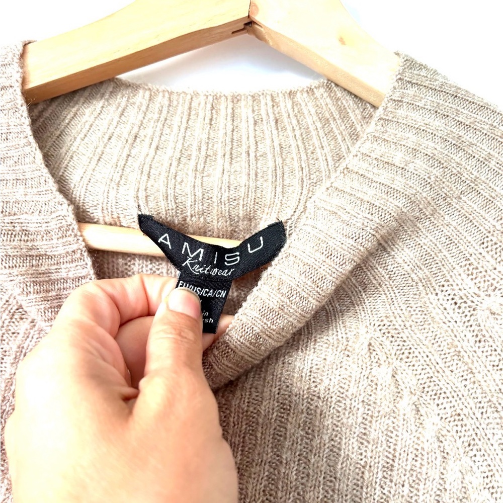 Women's Ribbed Tan Sweater - Picture 5 of 5